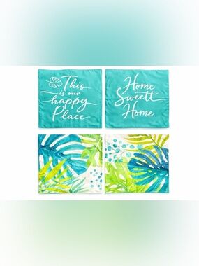 NWOT: set of 4 Turquoise Tropical Leaf Decorative pillow covers-Unbranded